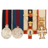 Military interest commemorative four medal group comprising Order of the Dannebrog, Order of the