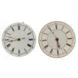 Two gentlemen's watch movements including Campbell & Company Belfast, numbered 139238 and 51234