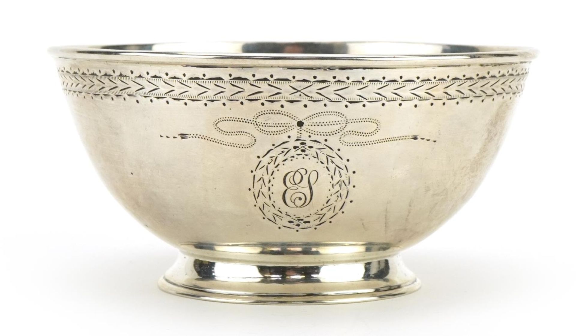 Frederick Brasted, Victorian silver sugar bowl with engraved border retailed by Dobson Piccadilly,