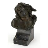 Gaetano Chiaramonte, patinated bronze bust of Christ raised on a marble base, 20.5cm high