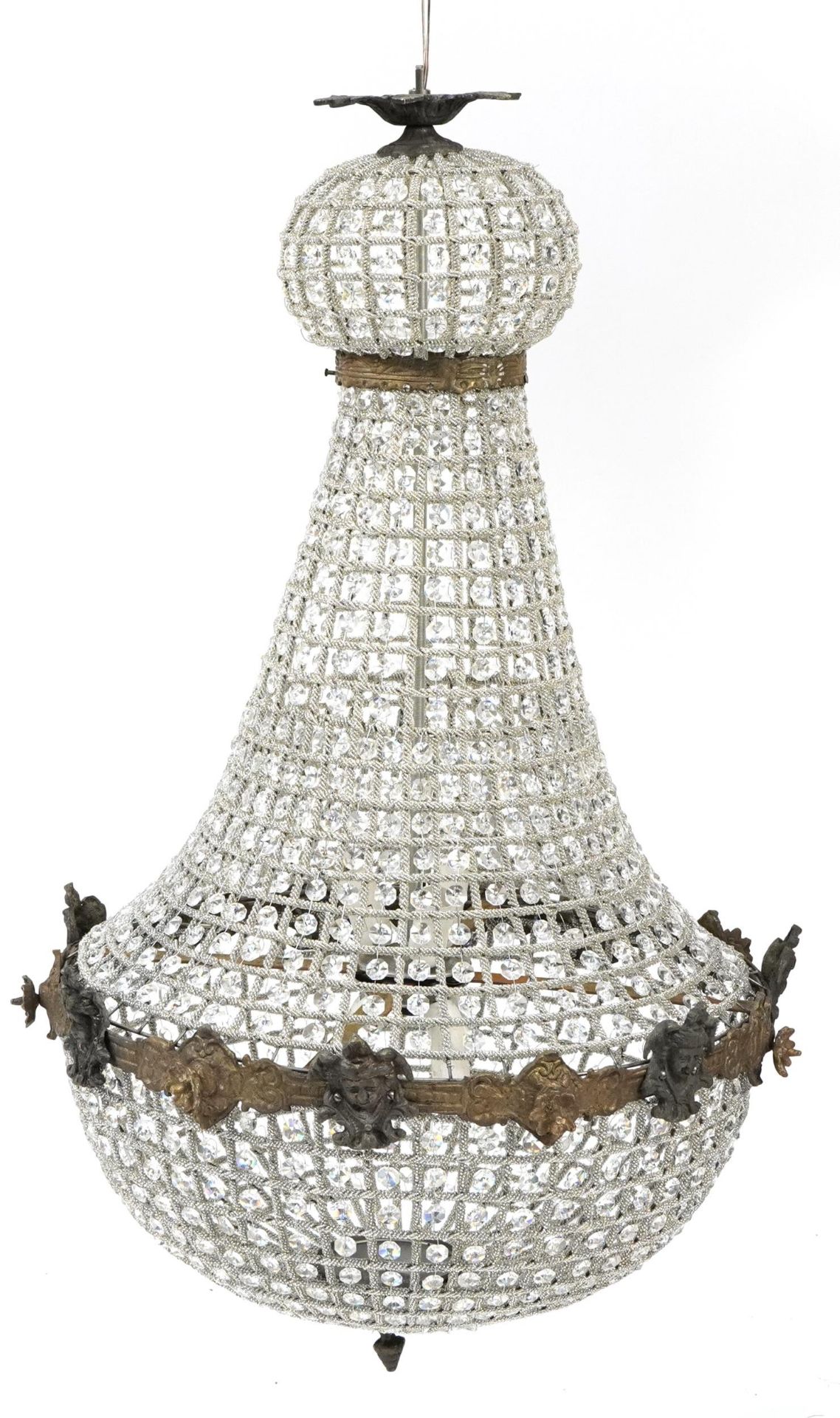 Large ornate chandelier with bronzed metal mounts, 90cm high - Image 2 of 2