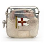 Walker & Hall, Edwardian shipping interest silver souvenir vesta case enamelled with Elder