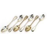 Matched set of six Victorian silver teaspoons, London 1871 and 1891, 14.5cm in length, 185.8g