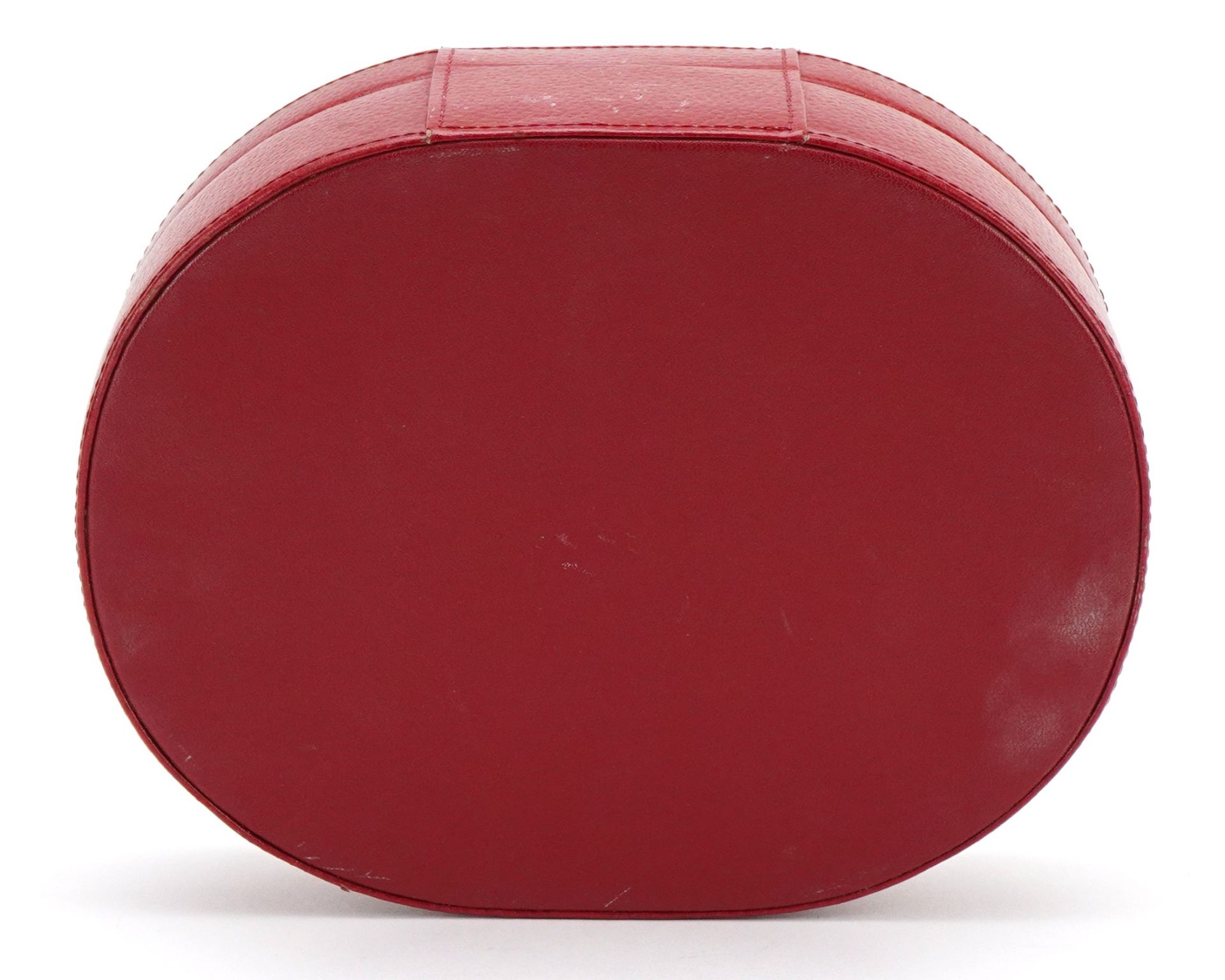 Red leather and suede wristwatch display case, 7.5cm H x 23.5cm W x 18.5cm D - Image 4 of 4