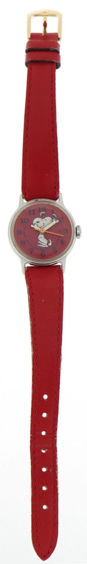 Vintage ladies Snoopy wristwatch with leather strap, the case 25mm in diameter - Image 2 of 5