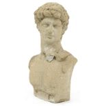 Garden stoneware bust of David, 41cm high