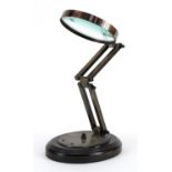 Adjustable desktop magnifying glass, 30cm high when extended