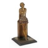 Joseph Lorenzl, Austrian Art Deco cold painted spelter table lighter in the form of a female