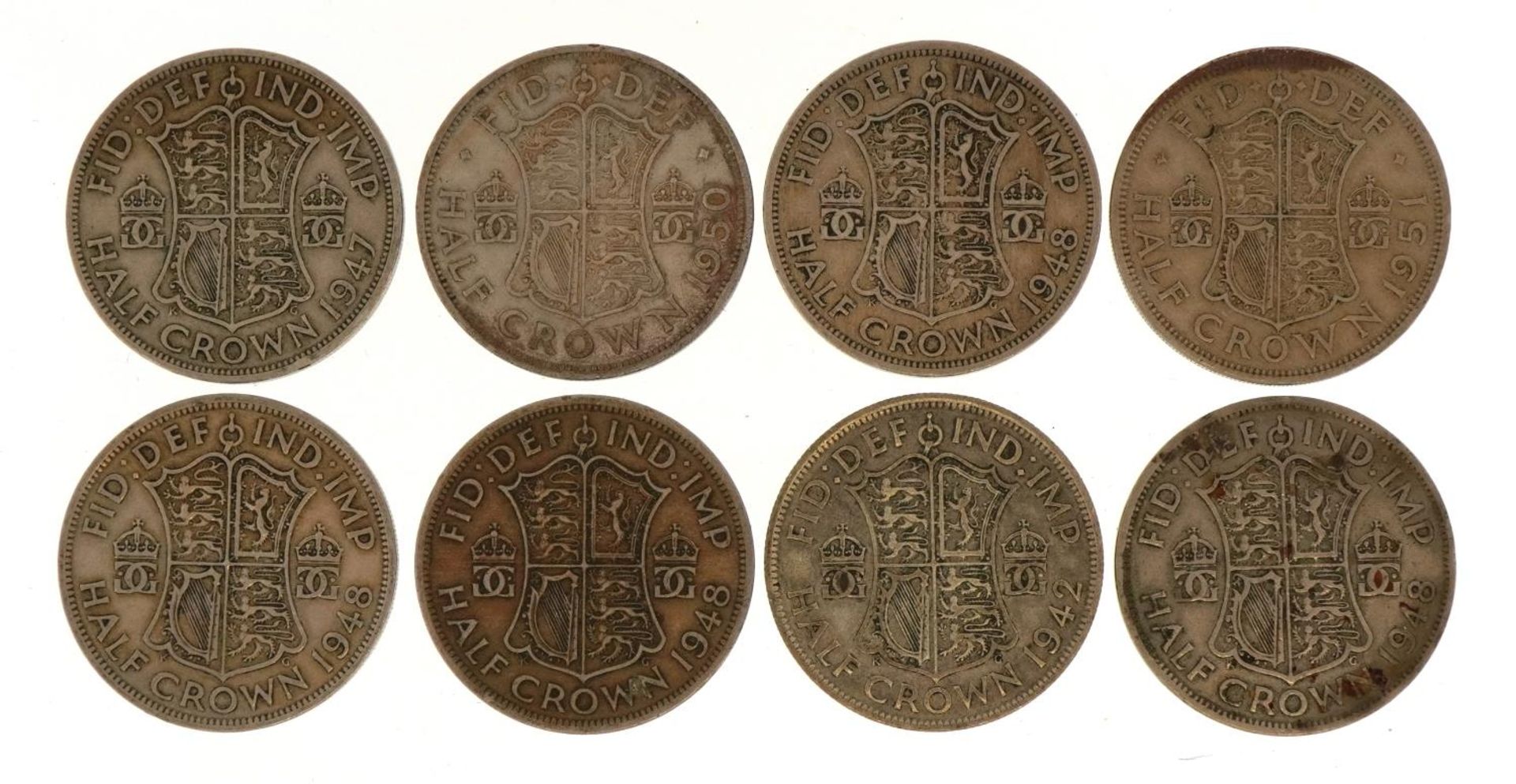 Eight George VI half crowns, approximately 112g - Image 2 of 2
