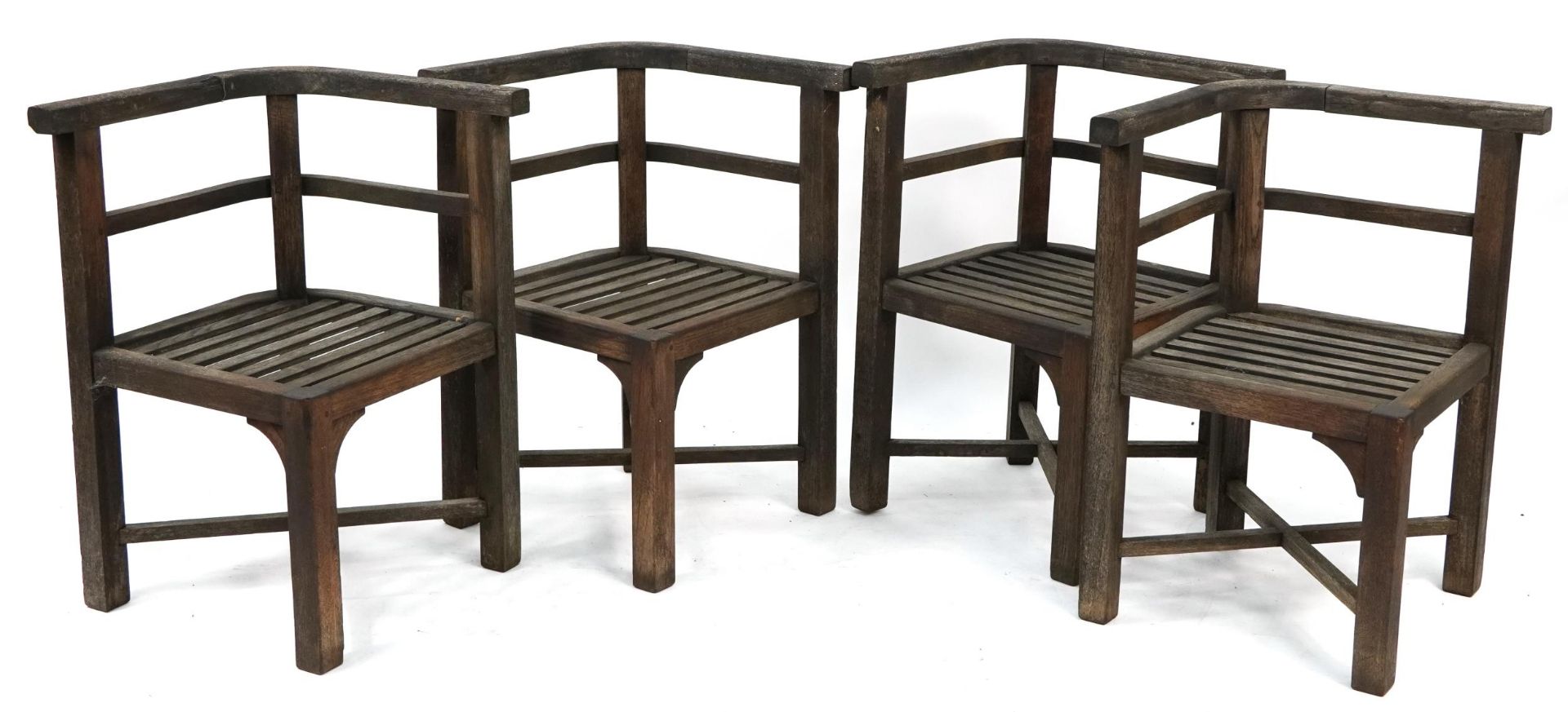 Shipping interest teak garden table and four chairs, made from teak taken from HMS Powerful circa - Image 5 of 7