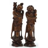 Pair of Chinese carved root wood carvings, the largest 29cm high