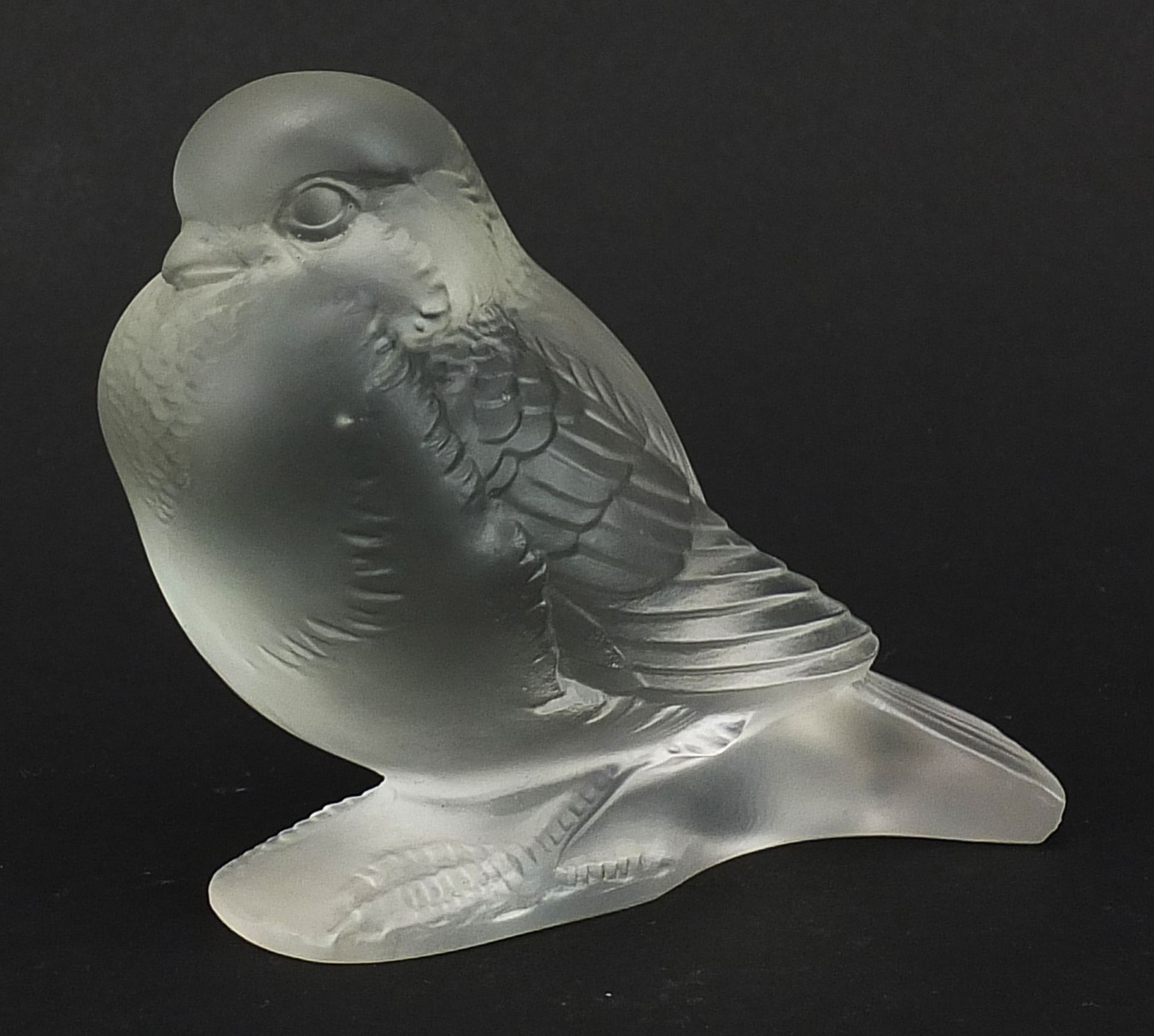 Rene Lalique, French frosted glass Moineau Fier paperweight, etched R Lalique France no 1149 to
