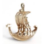 Scandinavian Viking long ship charm, 2.3cm high, 4.0g