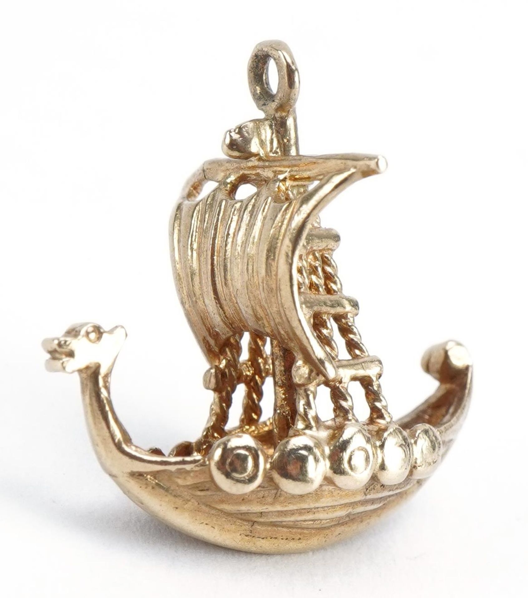 Scandinavian Viking long ship charm, 2.3cm high, 4.0g