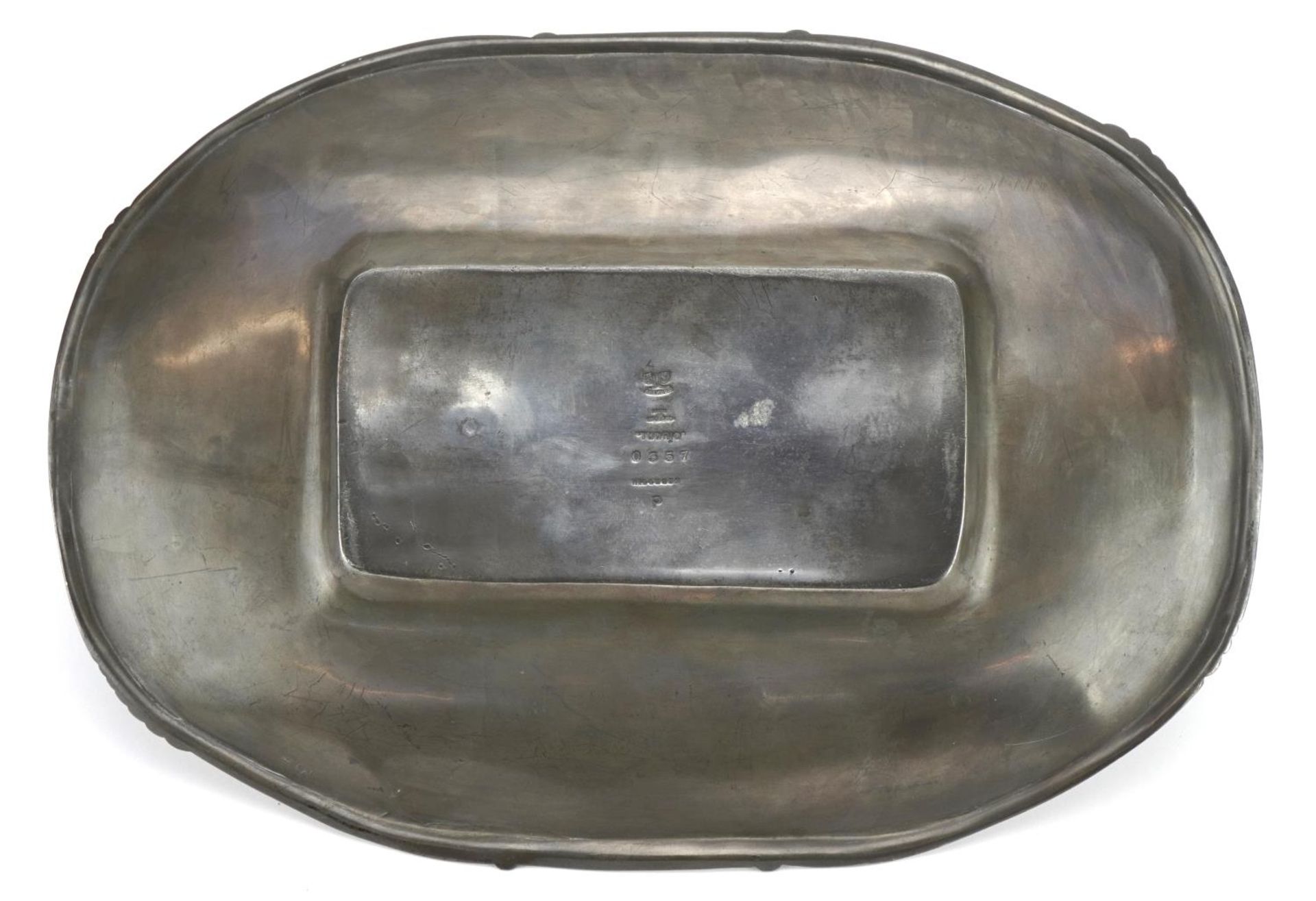 Archibald Knox for Liberty & Co, Arts & Crafts Tudric pewter and enamel basket various impressed - Image 3 of 4