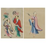 Figures wearing traditional dress, pair of Chinese watercolours on pith paper, each with G R