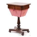 Victorian rosewood sewing table, 70cm H x 46cm W x 37cm D