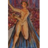 Sergej Michailovich Luppov - Full length portrait of a nude female, Russian watercolour, mounted,