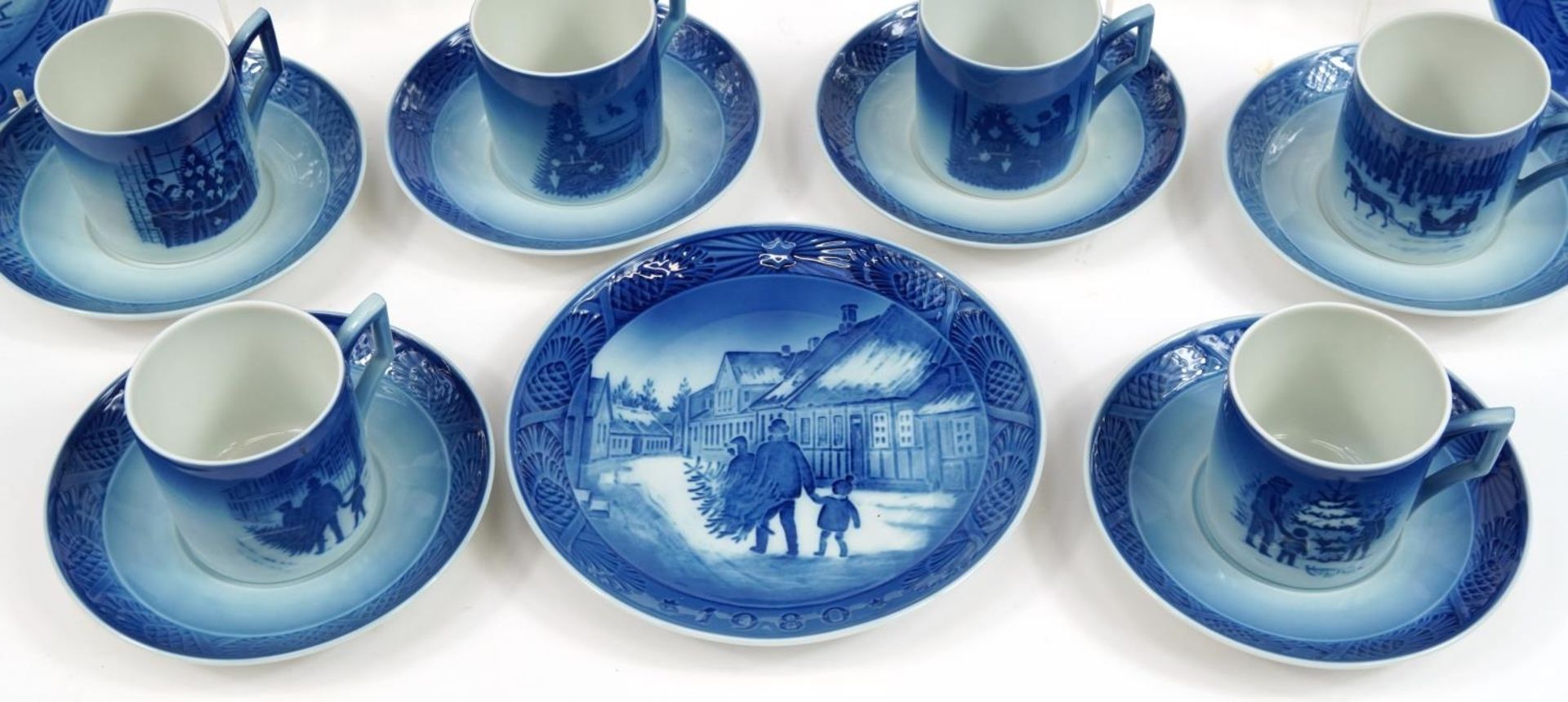 Royal Copenhagen Christmas collectable china comprising six cups with saucers and six year plates, - Image 4 of 5