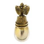 Russian military interest silver egg pendant with helmet and double headed eagle, 3.6cm high, 12.8g