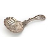 George Unite, Victorian silver shell shaped caddy spoon, Birmingham 1855, 8.5cm in length, 8.6g