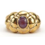 9ct gold cabochon ruby ring, size N, 6.9g