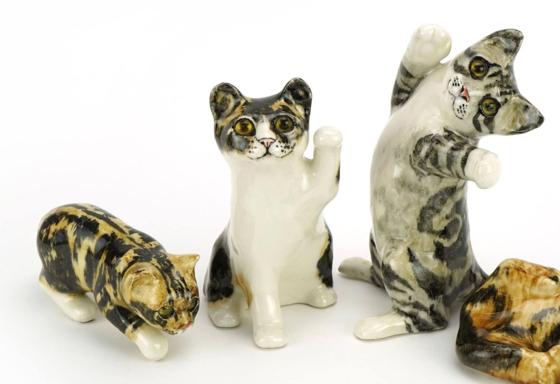 Four Winstanley pottery cats with beaded eyes, the largest 25cm high - Image 2 of 6