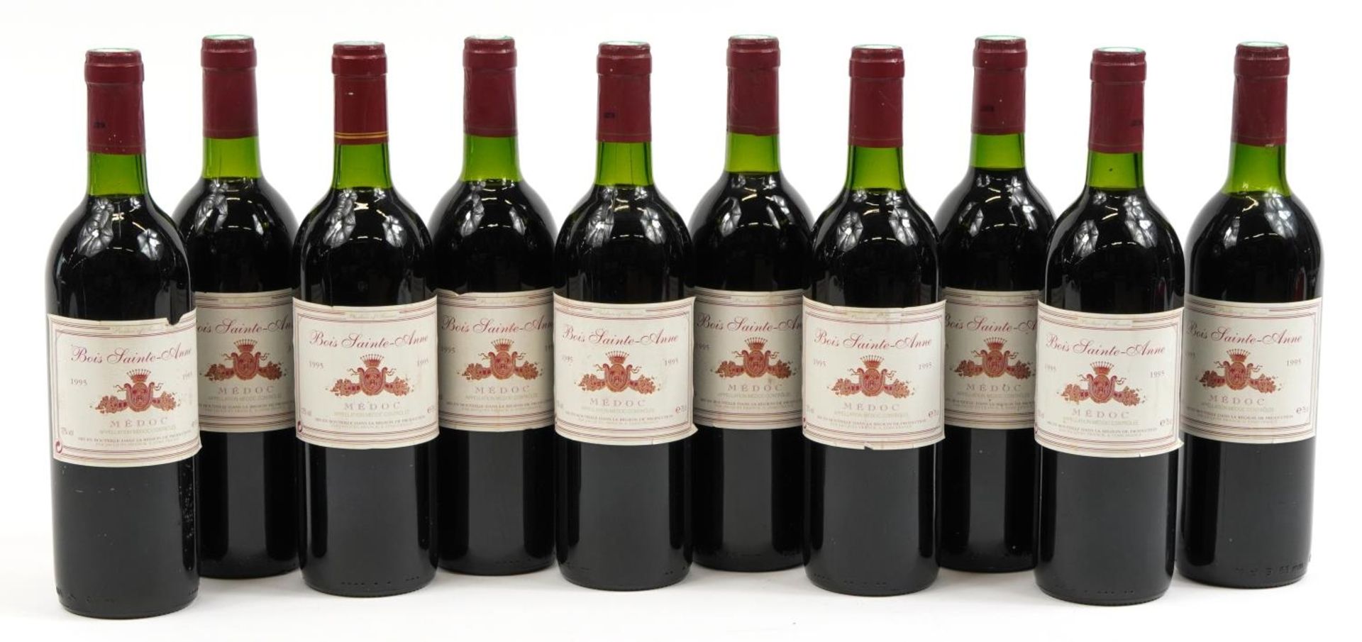 Ten bottles of 1995 Bois Sainte-Anne Medoc red wine