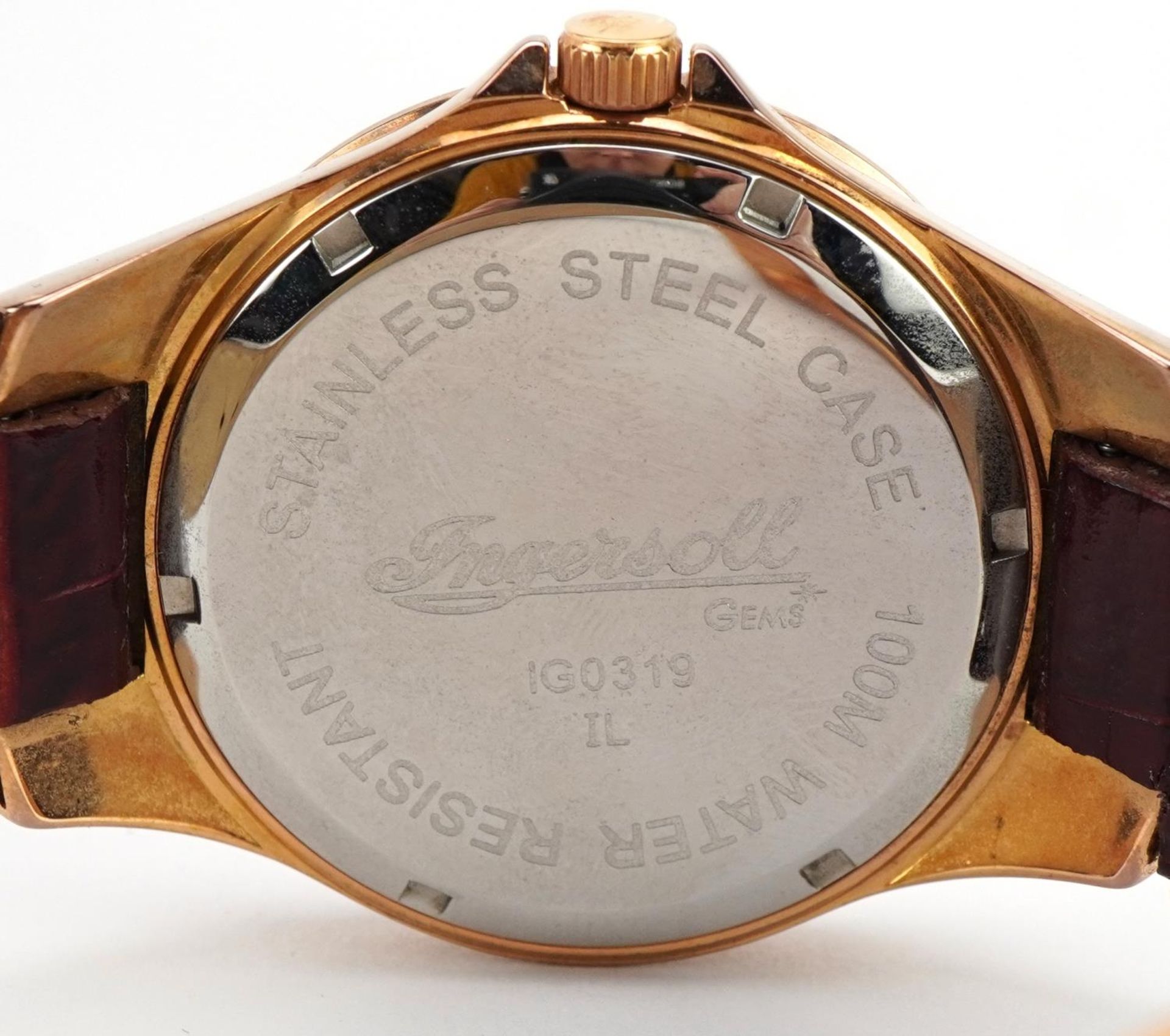 Ladies Ingersoll wristwatch with date aperture and box, the case numbered IG0319, 38mm in diameter - Image 3 of 6