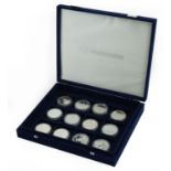 Twelve silver commemorative limited edition History of The RAF five pound coins and five dollar