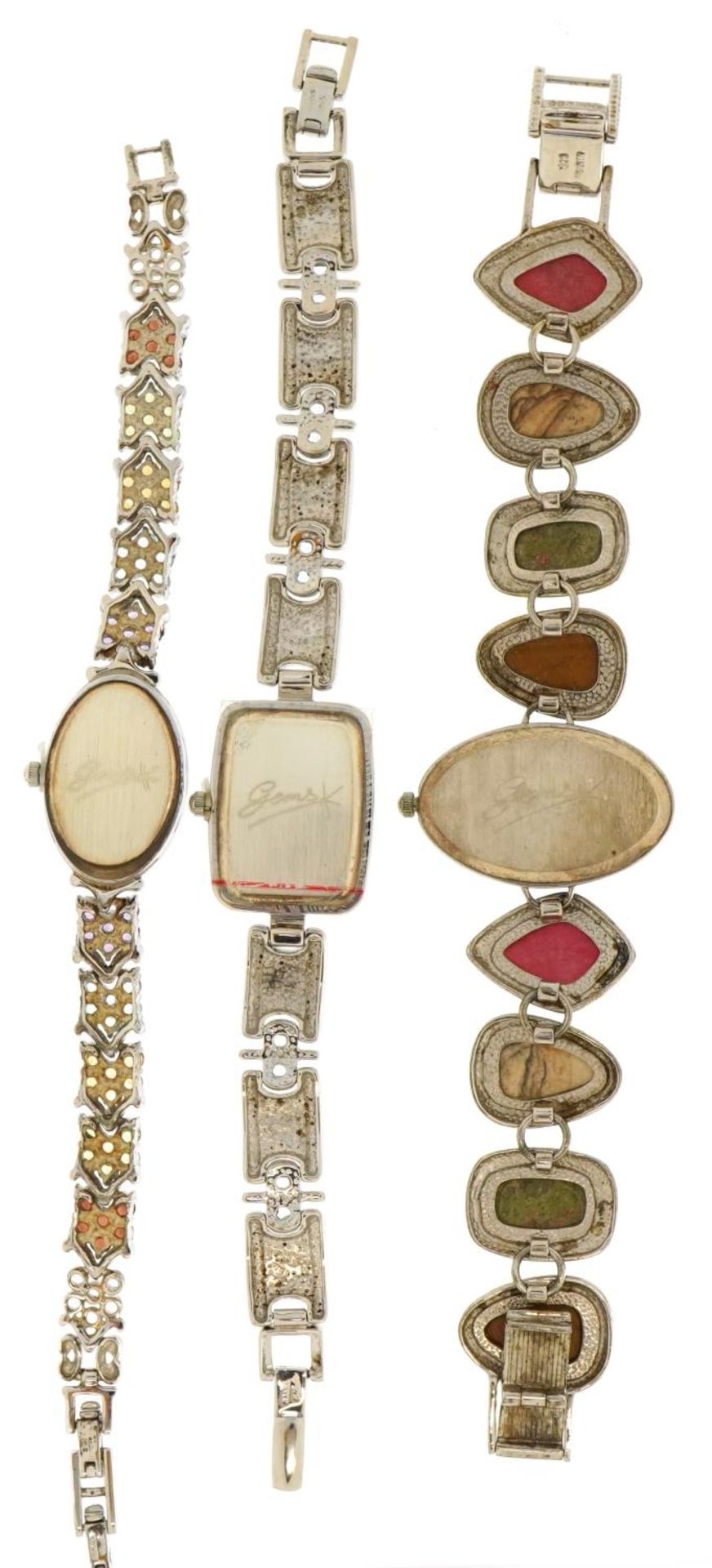 Three as new ladies Gems TV silver gem set and hardstone wristwatches, each with box - Image 3 of 6