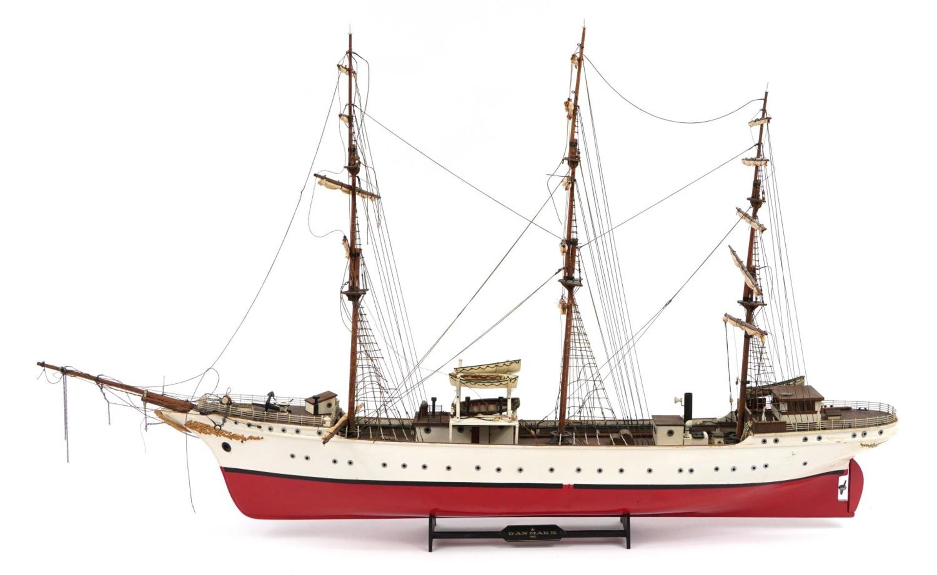 Danmark scratch built model of a rigged cutter on stand, 100cm in length - Image 2 of 4