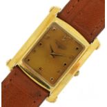 Longines, gentlemen's Longines 18ct gold wristwatch, the case numbered 900987, the case 25mm wide,