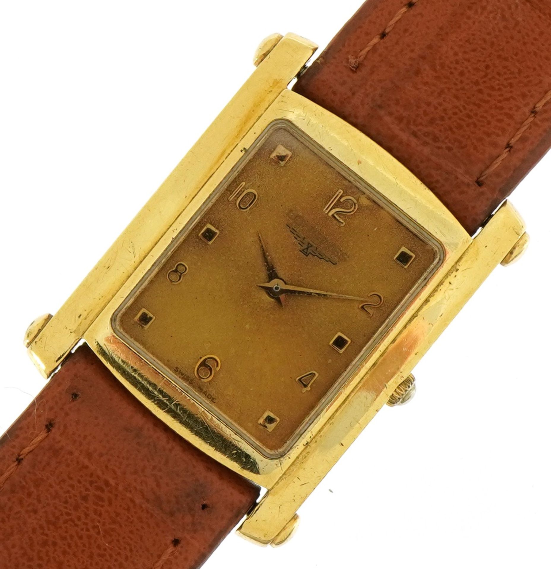 Longines, gentlemen's Longines 18ct gold wristwatch, the case numbered 900987, the case 25mm wide,