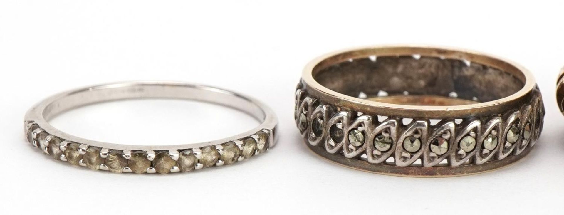 Antique and later jewellery comprising 9ct white gold half eternity ring, yellow metal love heart - Image 2 of 4