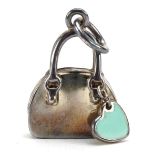 Tiffany & Co silver and enamel handbag charm, 2cm high, 6.1g