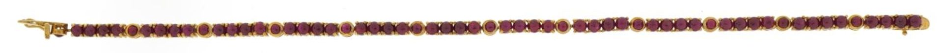 9ct gold cabochon ruby line bracelet, 19.5cm in length, 11.3g - Image 2 of 4