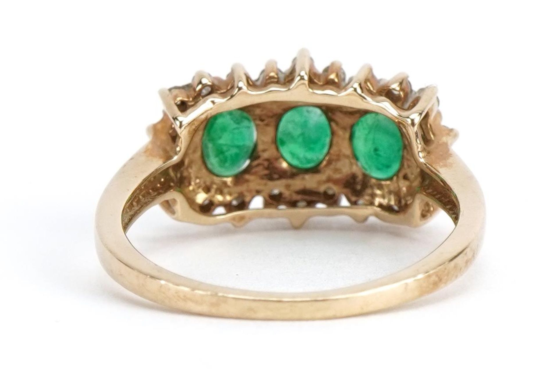 9ct gold emerald and diamond cluster ring, size N, 3.2g - Image 2 of 6