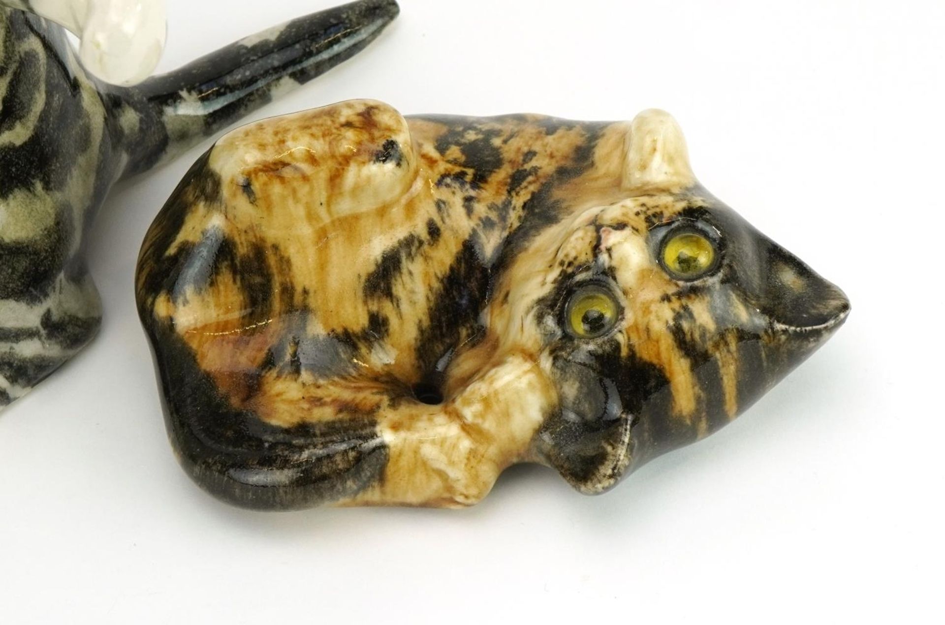 Four Winstanley pottery cats with beaded eyes, the largest 25cm high - Image 3 of 6