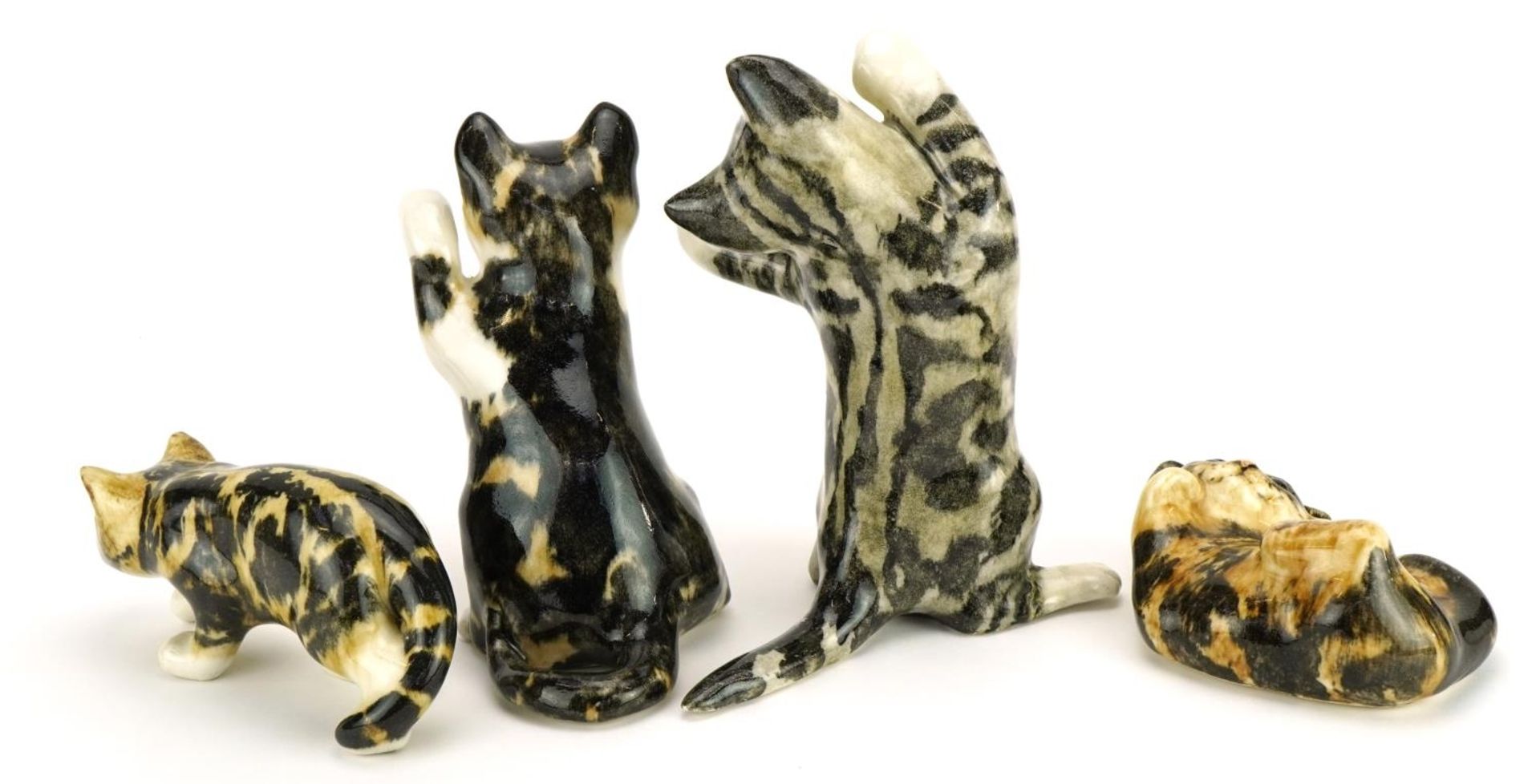Four Winstanley pottery cats with beaded eyes, the largest 25cm high - Image 4 of 6