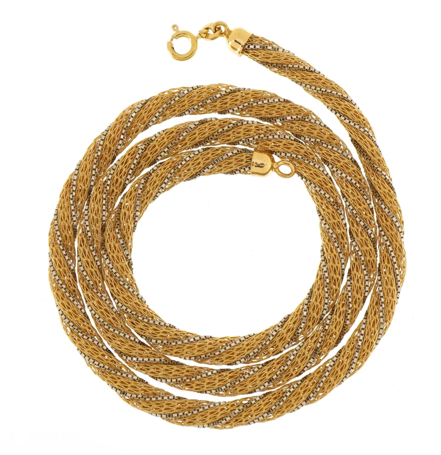 18ct two tone gold rope twist necklace with 1980s insurance valuation, 61cm in length, 41.9g - Image 2 of 6