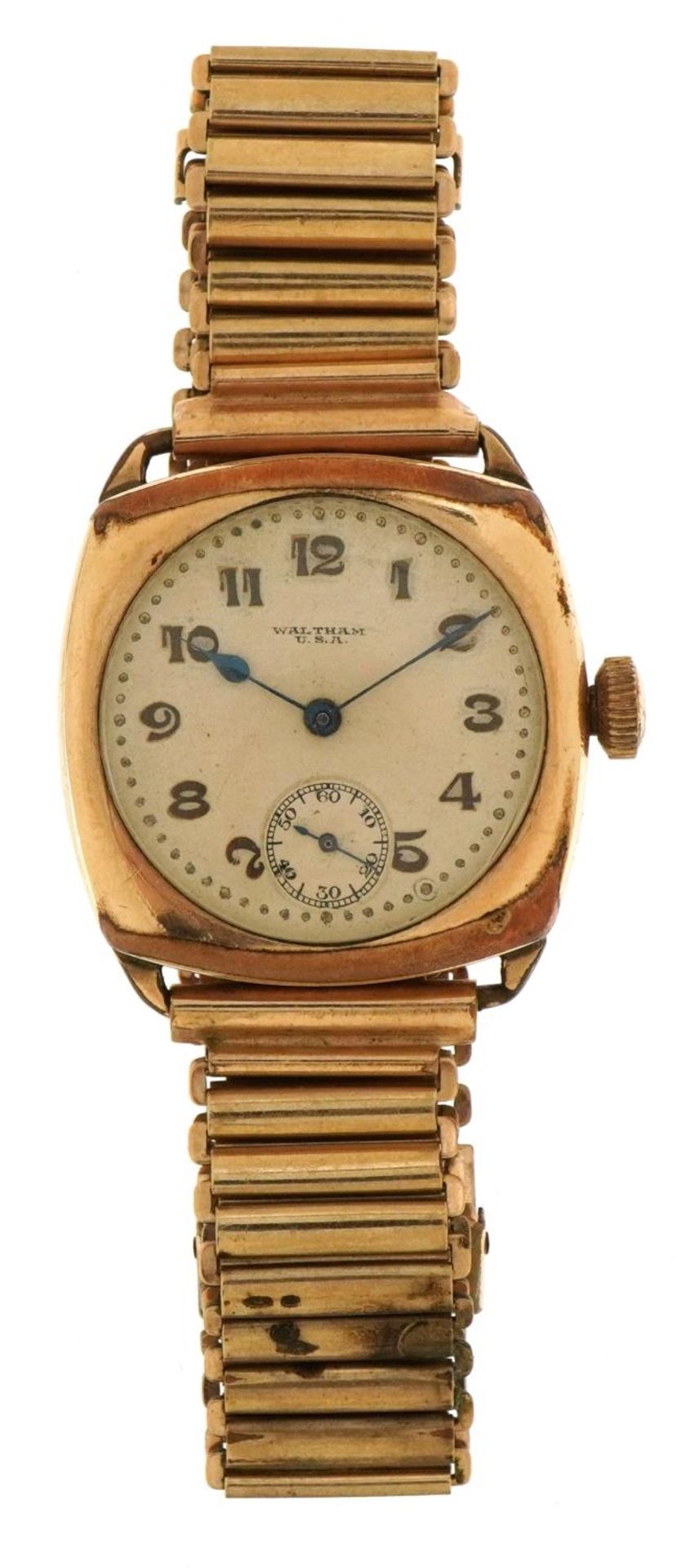 Waltham, gentlemen's Waltham trench style wristwatch with subsidiary dial, the case 30mm wide - Image 2 of 6