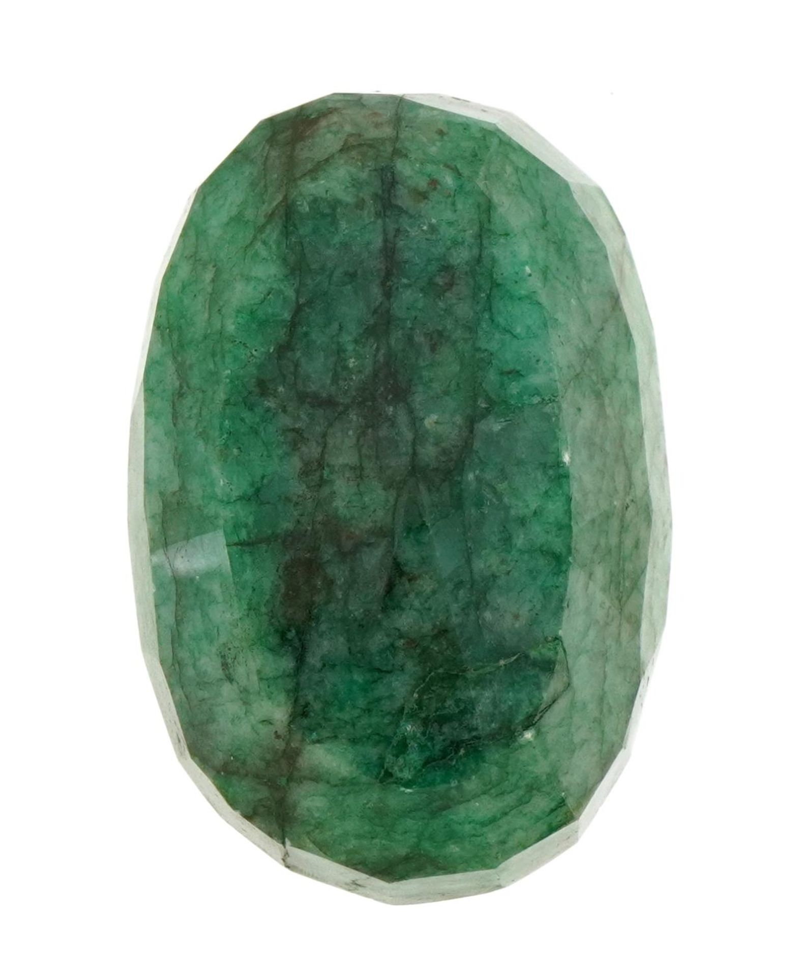 Large oval emerald gemstone with certificate, 319.6 carat