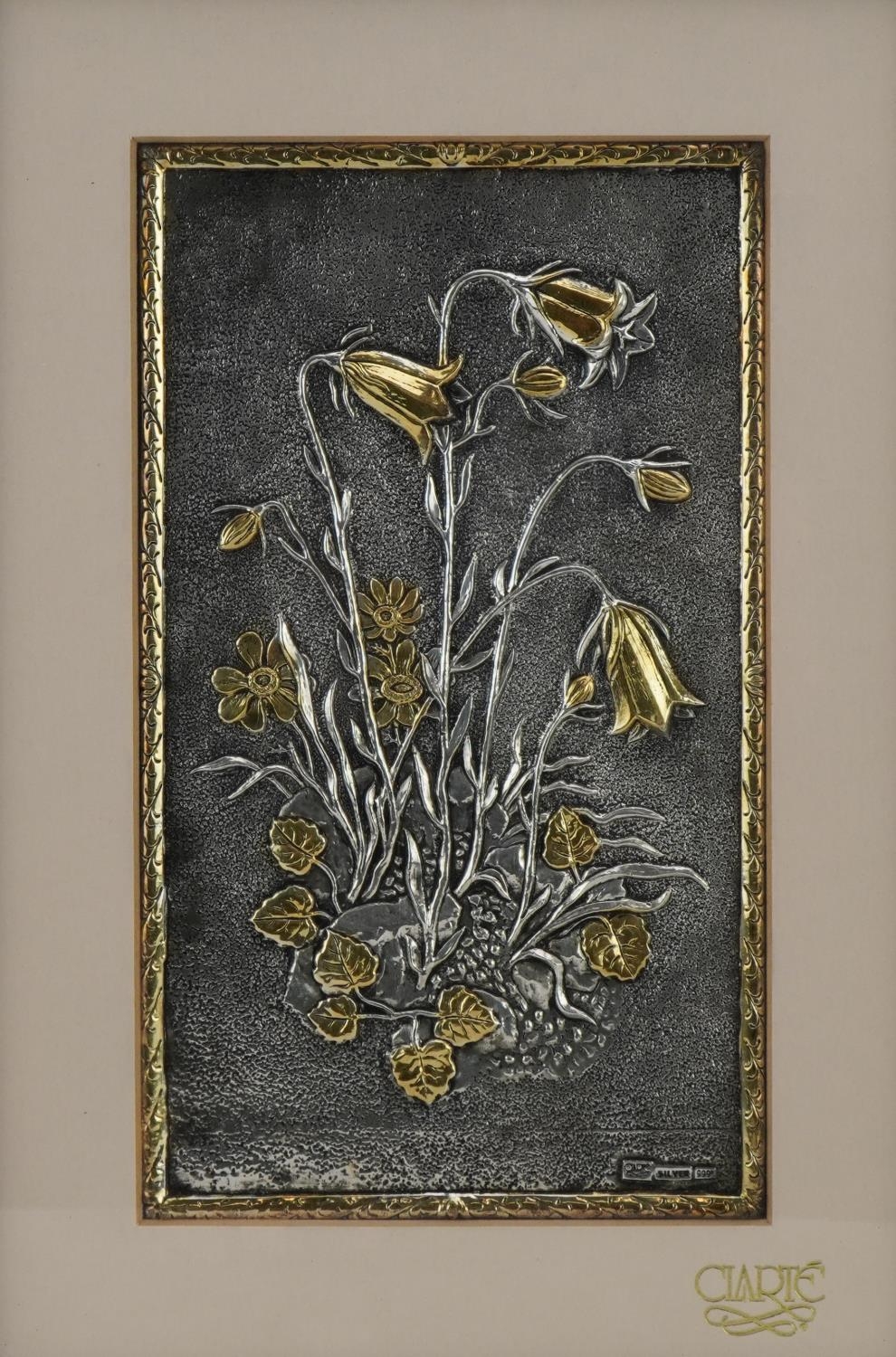 Two silver plaques embossed with religious figures by Obrazek and stylised tulips with 999 silver - Image 2 of 8
