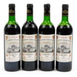 Four bottles of 1989 Chateau Deyrem Valentin Margaux red wine