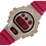 Casio, ladies Casio G-Shock wristwatch with diamond set bezel, the case 49mm wide