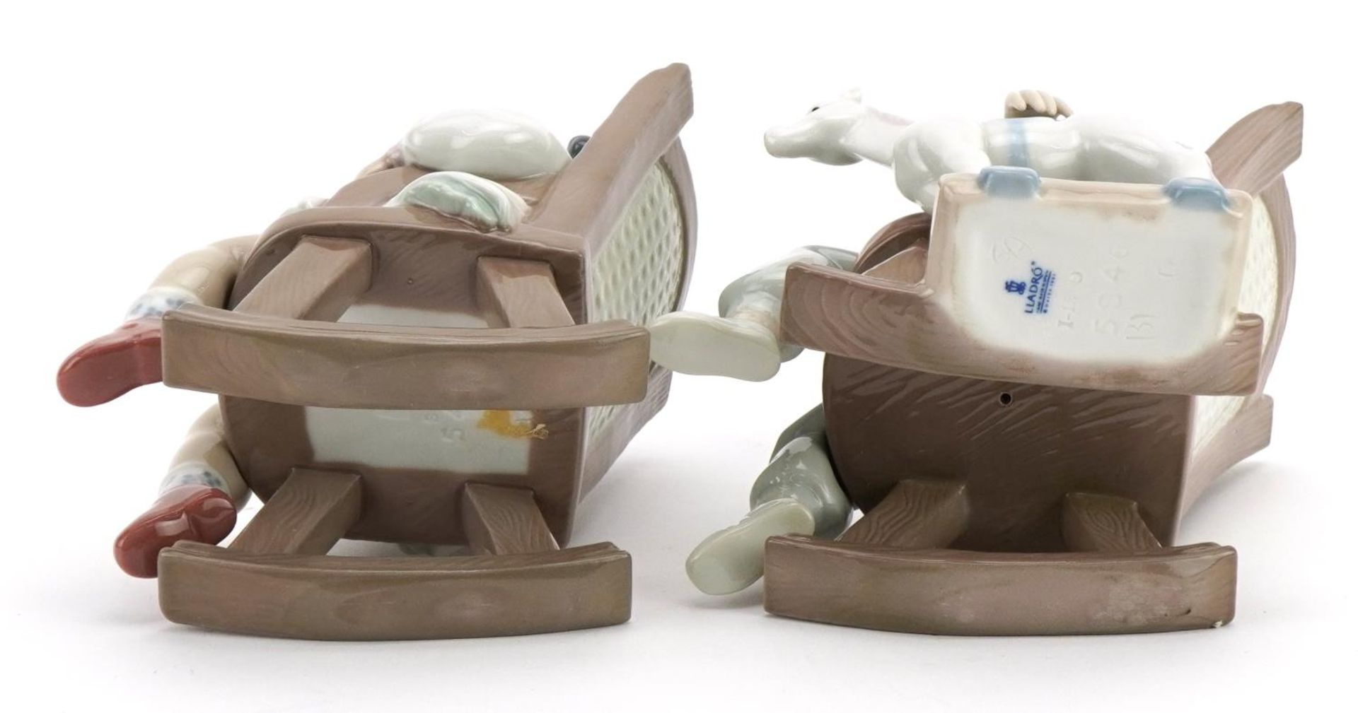 Two Lladro figures of children in rocking chairs comprising Nap Time 5448 and All Tuckered Out 5846 - Image 3 of 4
