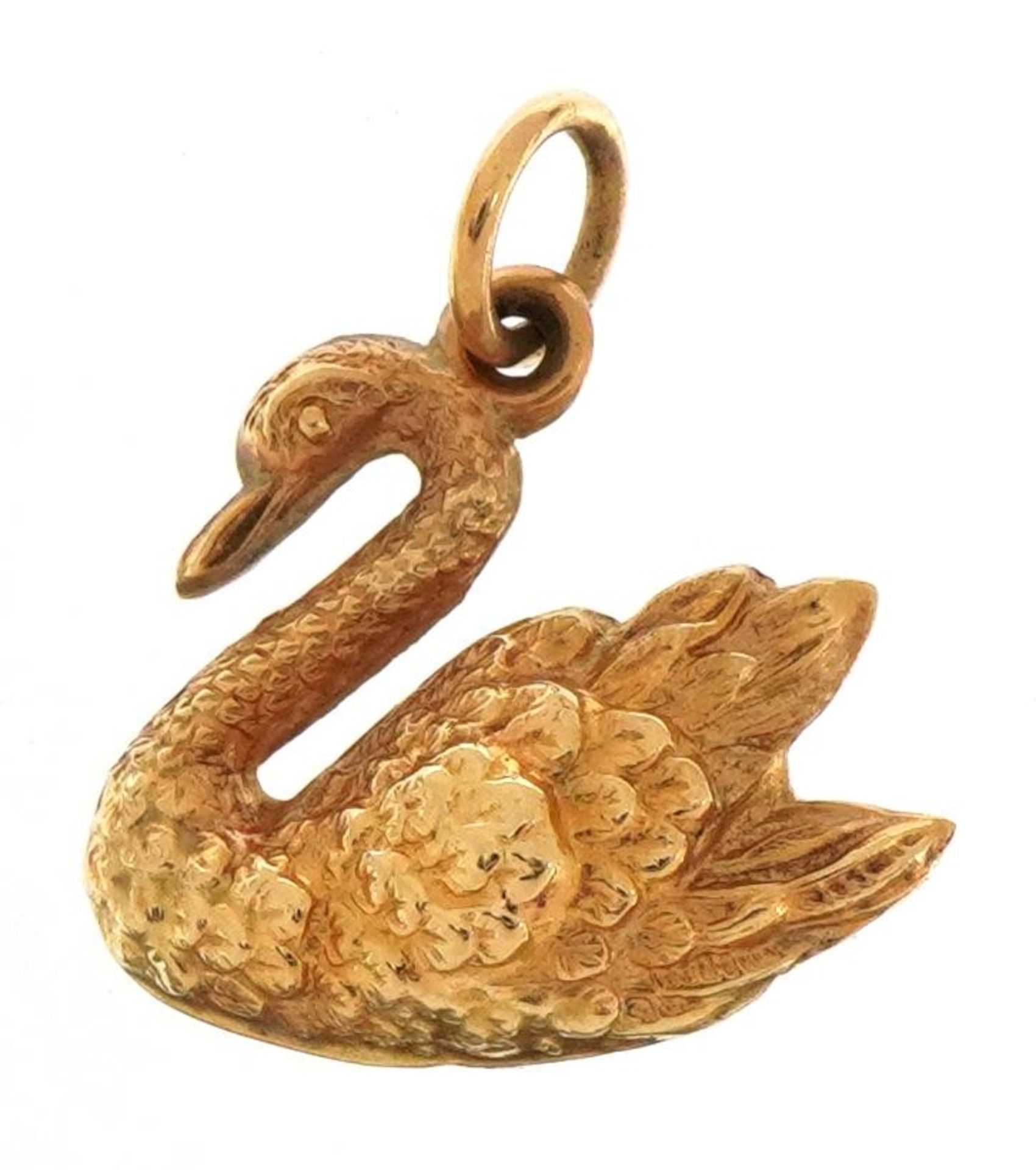 9ct gold swan charm, 1.5cm high, 1.0g