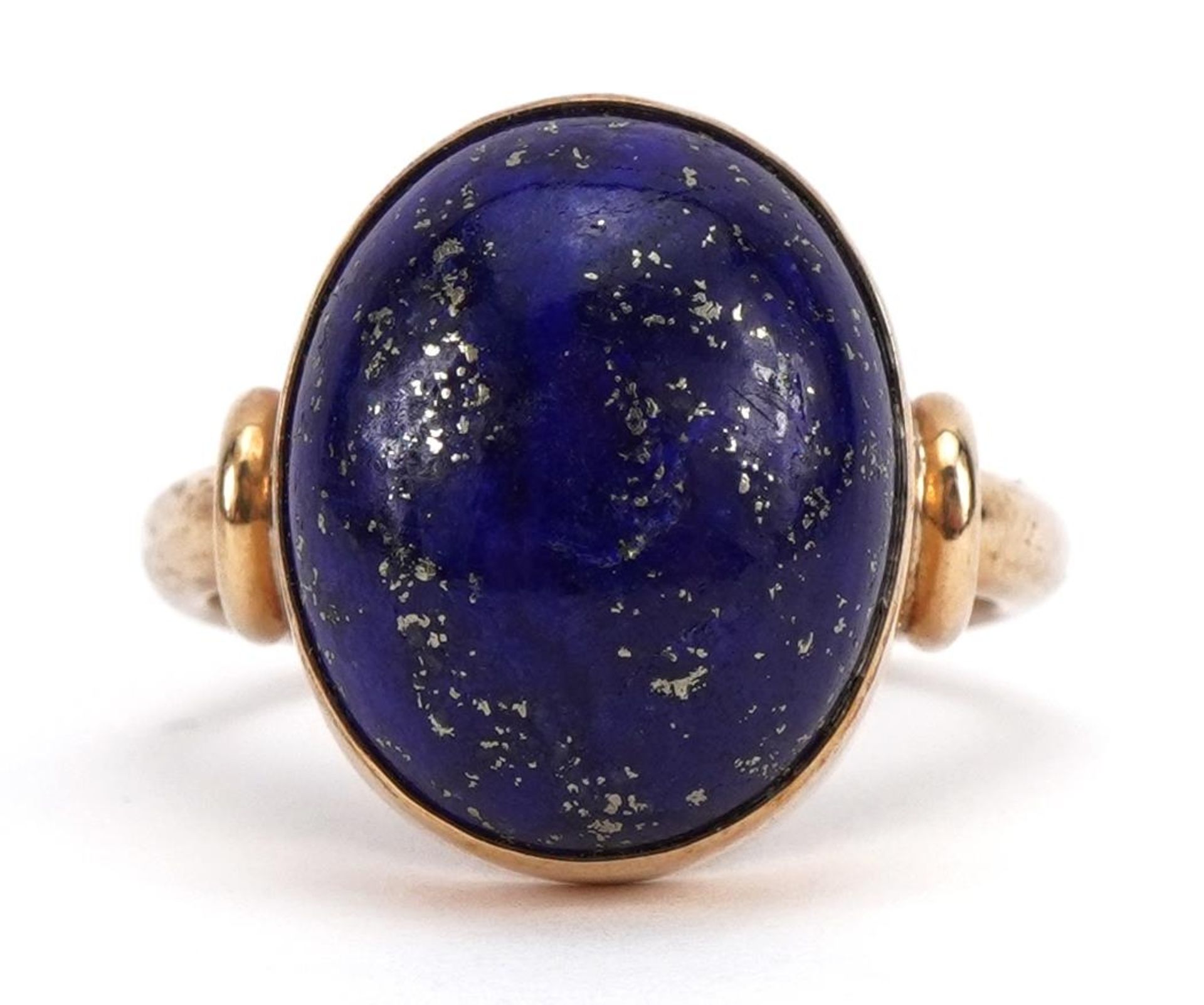 Jon & Valerie Hill, 9ct gold cabochon lapis lazuli ring housed in a Jon & Valerie Hill box,