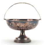 Marson & Jones, George V silver basket with swing handle and pierced decoration, Birmingham 1922,